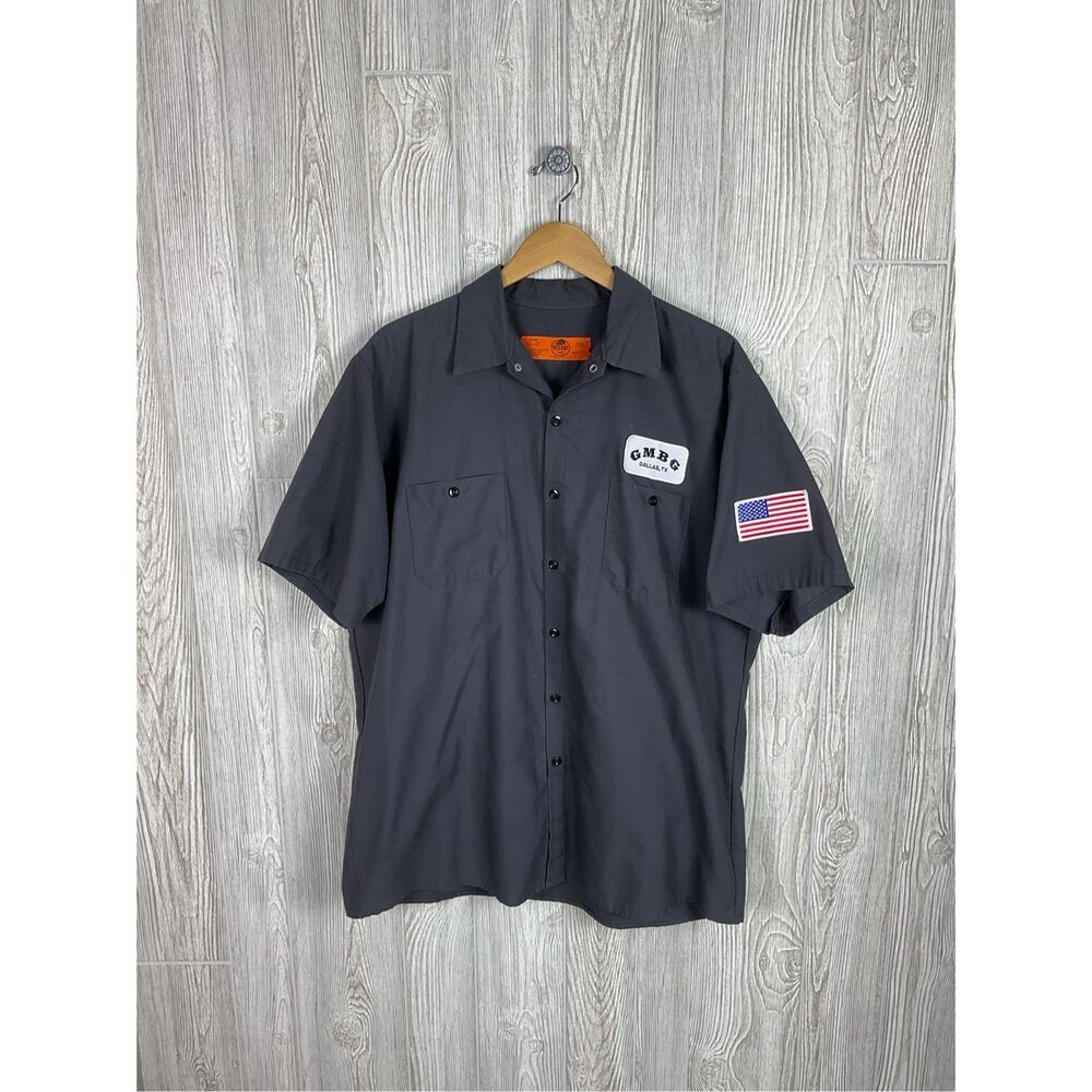 Gas Monkey Bar N Grill Shirt Men’s XL Red Kap Charcoal Gray Mechanic Work Graphi